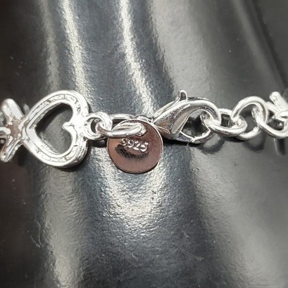 925 Silver Heart Charm Bracelet Vintage BOHO Retro Anniversary Birthday Gift NEW